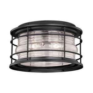 Cascadia Hyannis 12-5/8-in Black Coastal Outdoor Flush Mount Ceiling Light
