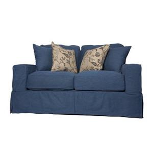 Sunset Trading Americana Blue Slipcover for Box Cushion, Track Arm Loveseat
