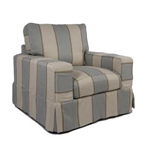 Sunset Trading Americana Beach House Blue Slipcover for Box Cushion, Track Arm Chair