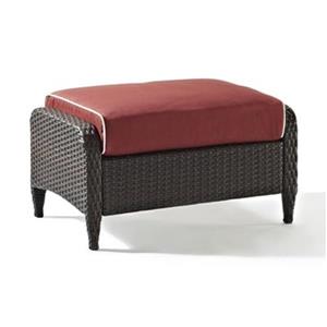 Crosley Furniture Kiawah 16.5-in x 28.75-in Sangria Outdoor Wicker Ottoman