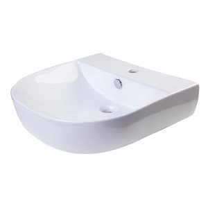 ALFI Brand 19.75-in x 13.75-in White Porcelain Semi-Circle Wall Mounted Sink