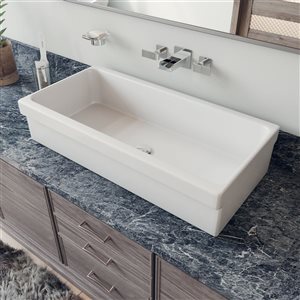 ALFI Brand 35.50-in x 17.75-in White Porcelain Rectangular Trough Sink