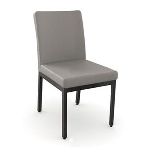 Amisco Penny Dining Chair - Taupe Grey Faux Leather - Dark Brown Metal