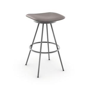 Amisco Beacon 26-in Swivel Counter Stool - Medium Grey Faux Leather - Glossy Grey Metal