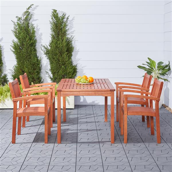Vifah Malibu Outdoor Eco-Friendly 5-Piece Wood Dining Set