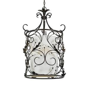 Amlite Lighting Alecia Collection 21.5-in x 33.25-in Roman Bronze Cylinder 6-Light Mini Pendant Light