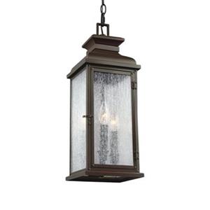 Feiss Pediment Collection 7-in x 20.5-in Dark Weathered Zinc Lantern 2-Light Pendant Light