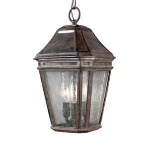 Feiss Londontowne Collection 8.25-in x 15-in Weathered Chestnut Lantern 3-Light Pendant Light