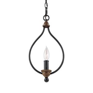 Feiss Hartsville Collection 7.75-in x 15.25-in Weathered Oak Mini Chandelier
