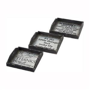 IMAX Worldwide Ella Elaine Firwood/Iron Metal Trays (Set Of 3)