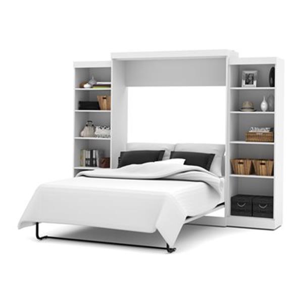 Bestar Pur Collection 114.60-in x 89.10-in White Double Side 25-in Open Storage Murphy Style Bed