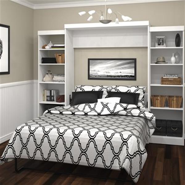 Bestar Pur Collection 114.60-in x 89.10-in White Double Side 25-in Open Storage Murphy Style Bed