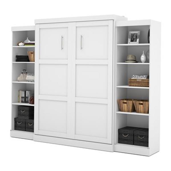 Bestar Pur Collection 114.60-in x 89.10-in White Double Side 25-in Open Storage Murphy Style Bed