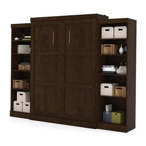 Bestar Pur Collection 114.60-in x 89.10-in Chocolate Double Side 25-in Open Storage Murphy Style Bed