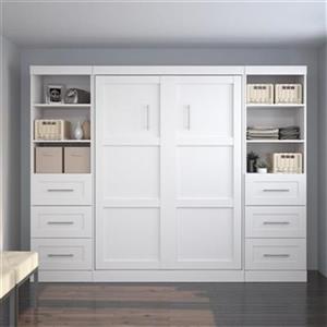 Bestar Pur Collection 108.60-in x 83.70-in White Double Side 25-in 3 Drawer Open Storage Murphy Style Bed