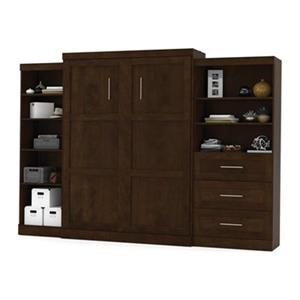 Bestar Pur Collection 125.30-in x 89.10-in Chocolate Double Side 36-in 3 Drawer/25-in Open Storage Murphy Style Bed