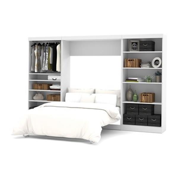 Bestar Pur Collection 130.20-in x 83.70-in White Double Side 36-in Open Storage Murphy Style Bed