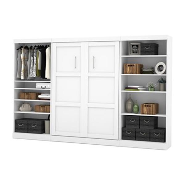 Bestar Pur Collection 130.20-in x 83.70-in White Double Side 36-in Open Storage Murphy Style Bed