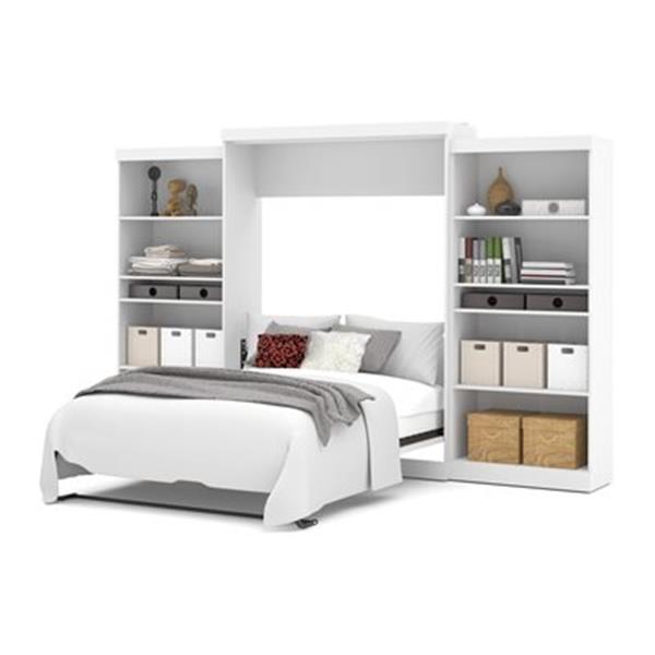 Bestar Pur Collection 136-in x 89.10-in White Double Side 36-in Open Storage Murphy Style Bed
