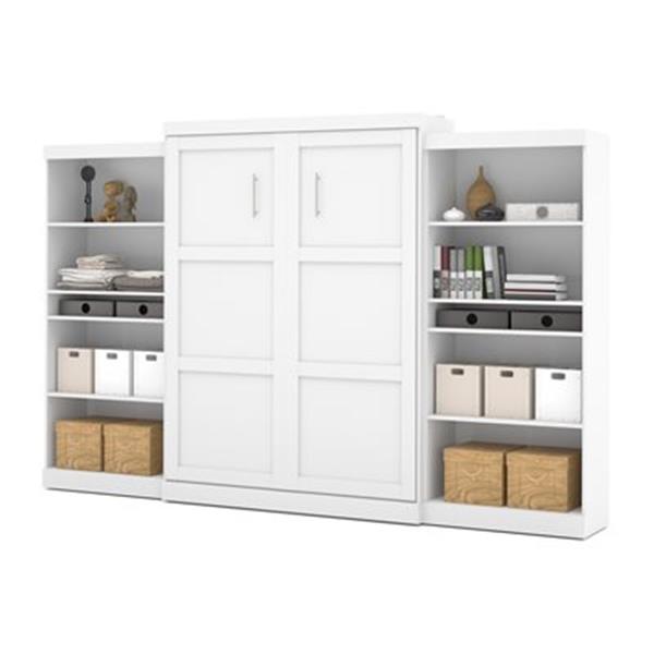 Bestar Pur Collection 136-in x 89.10-in White Double Side 36-in Open Storage Murphy Style Bed