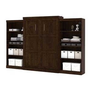 Bestar Pur Collection 136-in x 89.10-in Chocolate Double Side 36-in Open Storage Murphy Style Bed
