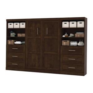 Bestar Pur Collection 130.20-in x 83.70-in Chocolate Double Side 36-in 3 Drawer Open Storage Murphy Style Bed