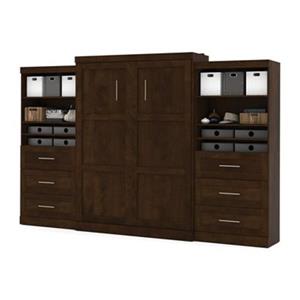 Bestar Pur Collection 136-in x 89.10-in Chocolate Double Side 36-in 3 Drawer Open Storage Murphy Style Bed