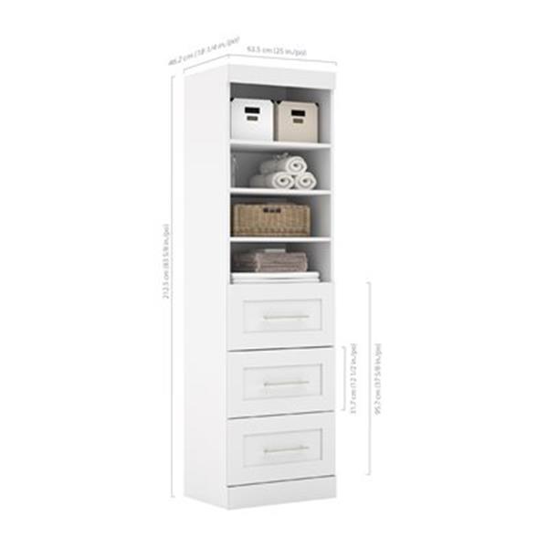 Bestar Pur Collection 25-in 3 Drawer Open Shelves Storage