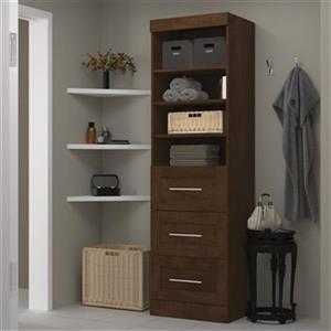 Bestar Pur Collection Chocolate 25-in 3 Drawer/Open Shelves Storage Unit