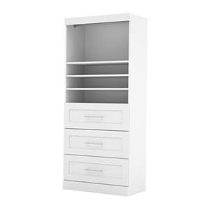 Bestar Pur Collection 36-in White 3 Drawer/Open Shelves Storage Unit