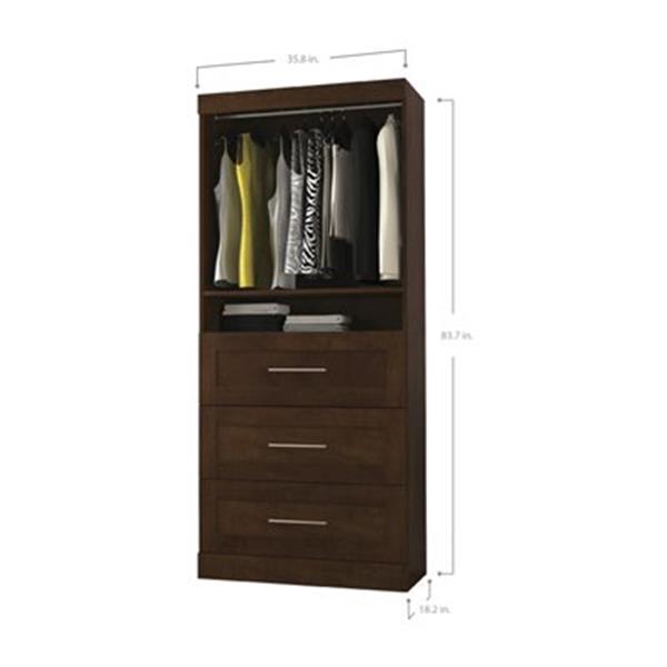 Bestar Pur Collection 36-in Brown 3 Drawer/Open Shelves Storage Unit
