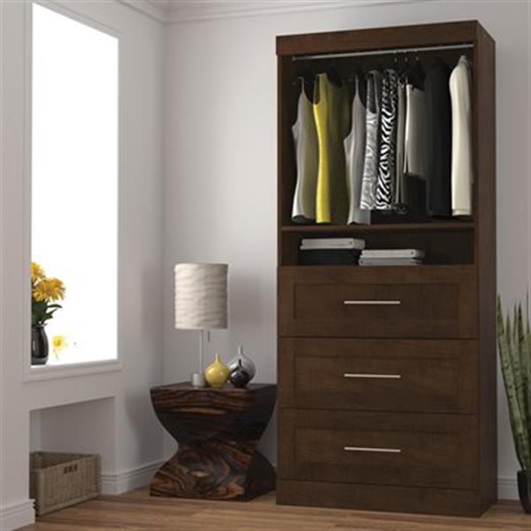 Bestar Pur Collection 36-in Brown 3 Drawer/Open Shelves Storage Unit