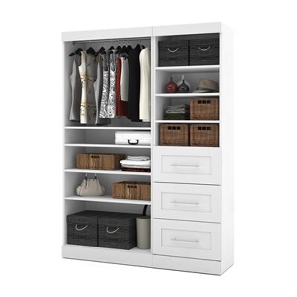 Bestar Pur Collection White 61 In 3 Drawer Open Shelves Classic