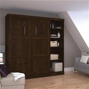 Bestar Pur Collection 83.70-in x 83.60-in Chocolate Single Side 25-in Open Storage Murphy Style Bed