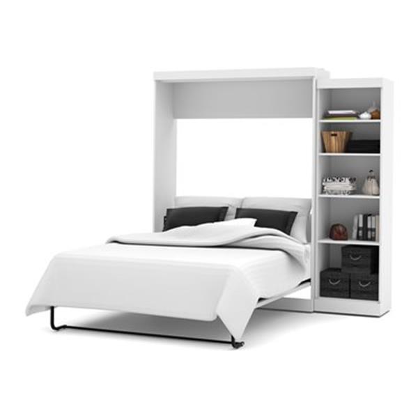 Bestar Pur Collection 89.50-in x 89.10-in White Single Side 25-in Open Storage Murphy Style Bed