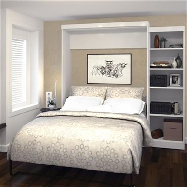 Bestar Pur Collection 89.50-in x 89.10-in White Single Side 25-in Open Storage Murphy Style Bed