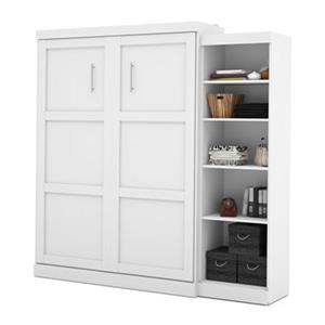 Bestar Pur Collection 89.50-in x 89.10-in White Single Side 25-in Open Storage Murphy Style Bed