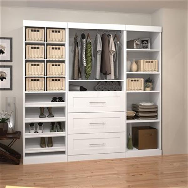 Bestar Pur Collection White 86-in 3 Center Drawer/Multi Shelf Classic Storage Kit