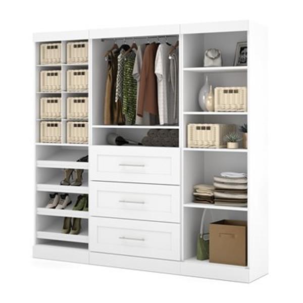 Bestar Pur Collection White 86-in 3 Center Drawer/Multi Shelf Classic Storage Kit