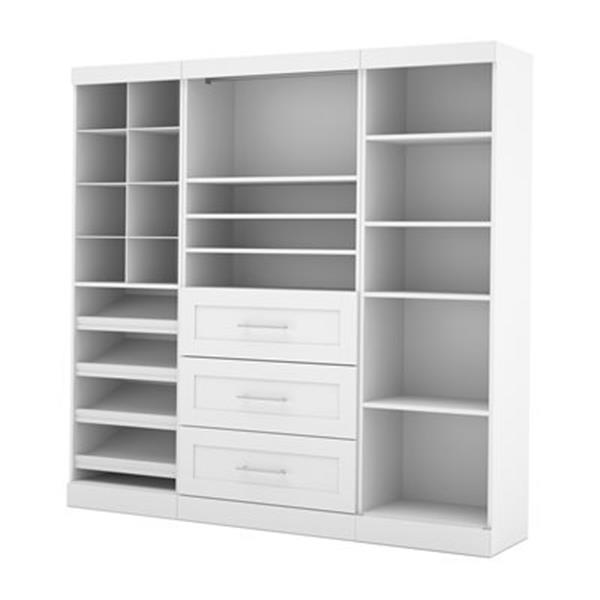 Bestar Pur Collection White 86-in 3 Center Drawer/Multi Shelf Classic Storage Kit