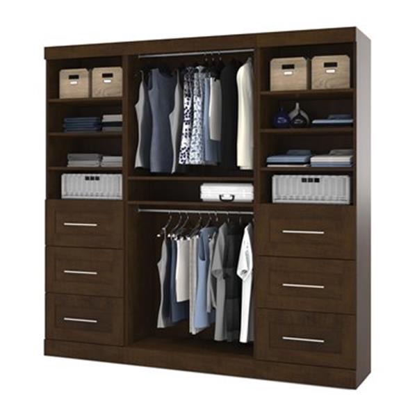 Bestar Pur Collection Brown 86-in 6 Drawer/Multi Shelf Classic Storage Kit