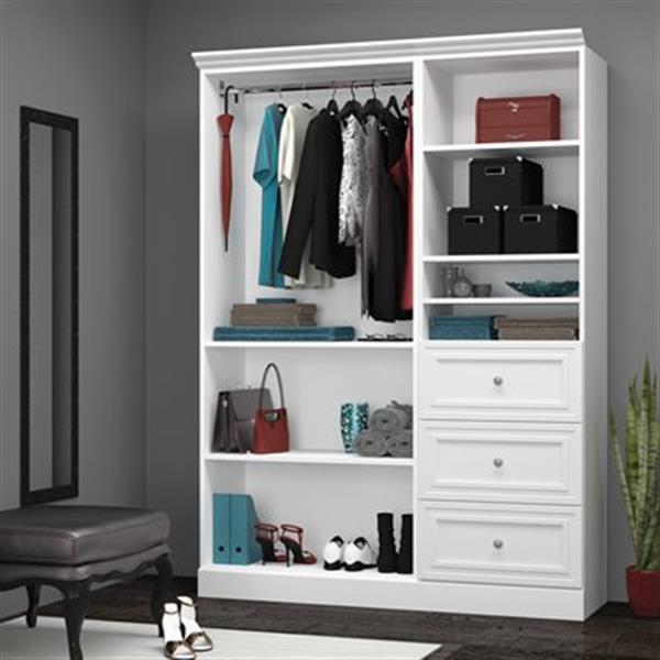 Bestar Versatile Collection White 61-in 3 Drawer/Open Classic Storage Kit