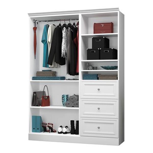Bestar Versatile Collection White 61-in 3 Drawer/Open Classic Storage Kit