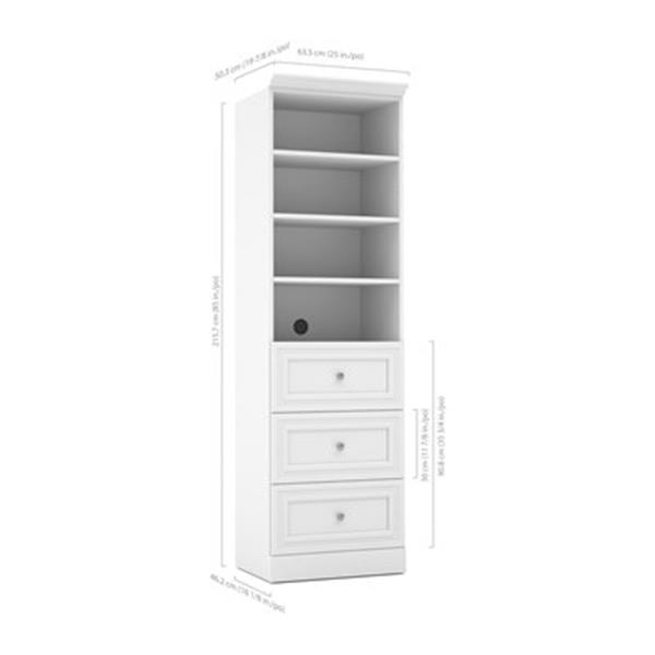 Bestar Versatile Collection White 25-in 3 Drawer/open Shelves Storage Unit