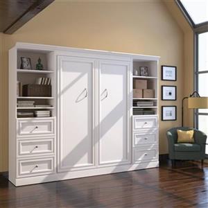 Bestar Versatile Collection 108.60-in x 85-in White Double Side 25-in 3 Drawer Open Storage Murphy Style Bed