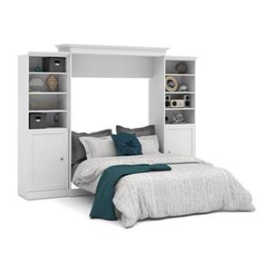 Bestar Versatile Collection 114.80-in x 89.90-in White Double Side 25-in 1 Door Open Storage Murphy Style Bed