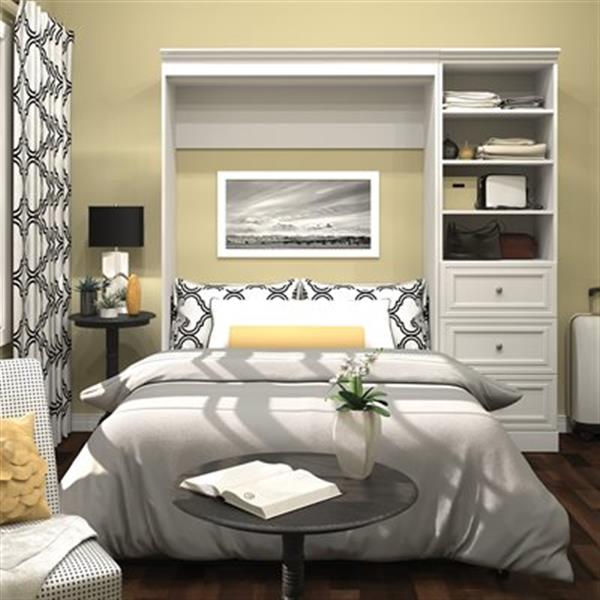 Bestar Versatile Collection 85 In X 83 60 White Single Side 25 3 Drawer Murphy Style Bed 40896 17 Rona - Bestar Evolution Queen Wall Bed Instructions