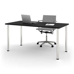 Bestar 29-in x 59.30-in Black Round Metal Leg Table