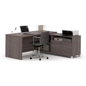 Bestar Pro-Linea 29.90-In x 71.10-In Dark Grey 2-Drawer Credence L-Desk