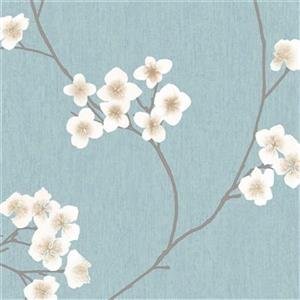Graham & Brown 56 sq ft Blue/Cream Innocence Radiance Unpasted Wallpaper